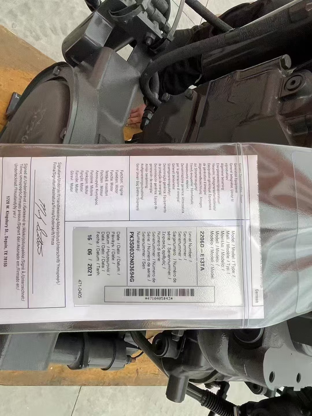 Perkins 2206D-E13TA, National III emission imported engine